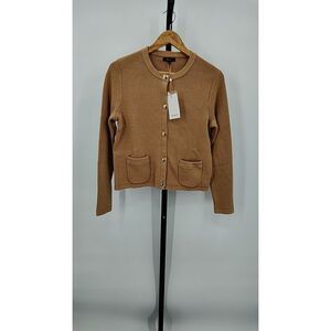 Quince Women 100% Organic Cotton Sweater Jacket Tan Outerwear M
